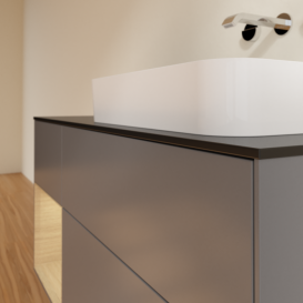 Тумба под раковину Villeroy & Boch Finion 120х50,1 см с подсветкой МДФ антрацит матовый лак/стекло черное матовое F682PCGK