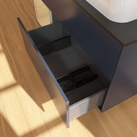 Тумба под раковину Villeroy & Boch Finion 120х50,1 см с подсветкой МДФ темно-синий матовый лак/стекло черное матовое F682PCHG