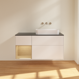 Тумба под раковину Villeroy & Boch Finion 120х50,1 см с подсветкой МДФ белый матовый лак/стекло черное матовое F682PCMT