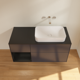 Тумба под раковину Villeroy & Boch Finion 120х50,1 см с подсветкой МДФ темно-синий матовый лак/стекло черное матовое F682PDHG