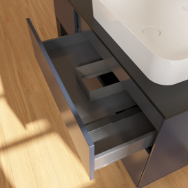 Тумба под раковину Villeroy & Boch Finion 120х50,1 см с подсветкой МДФ темно-синий матовый лак/стекло черное матовое F682PDHG