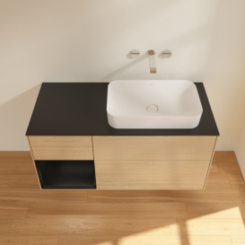 Тумба под раковину Villeroy & Boch Finion 120х50,1 см с подсветкой МДФ шпон дуба/стекло черное матовое F682PDPC