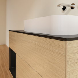 Тумба под раковину Villeroy & Boch Finion 120х50,1 см с подсветкой МДФ шпон дуба/стекло черное матовое F682PDPC