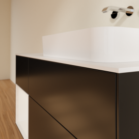 Тумба под раковину Villeroy & Boch Finion 120х50,1 см с подсветкой МДФ черный матовый лак/стекло белое матовое G681GFPD