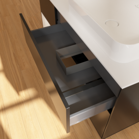 Тумба под раковину Villeroy & Boch Finion 120х50,1 см с подсветкой МДФ черный матовый лак/стекло белое матовое G681GFPD