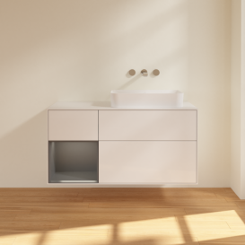 Тумба под раковину Villeroy & Boch Finion 120х50,1 см с подсветкой МДФ глянцевый белый лак/стекло белое матовое G681GKGF