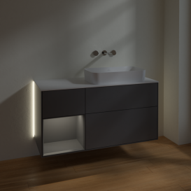 Тумба под раковину Villeroy & Boch Finion 120х50,1 см с подсветкой МДФ антрацит матовый лак/стекло белое матовое G681GKGK