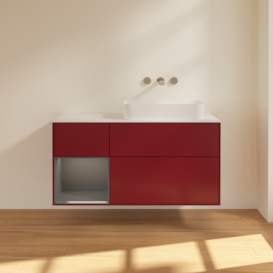 Тумба под раковину Villeroy & Boch Finion 120х50,1 см с подсветкой МДФ пион матовый лак/стекло белое матовое G681GKHB