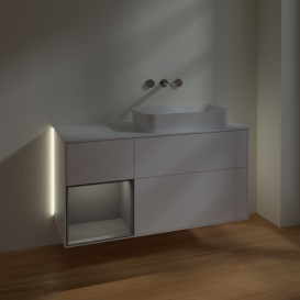 Тумба под раковину Villeroy & Boch Finion 120х50,1 см с подсветкой МДФ белый матовый лак/стекло белое матовое G681GKMT