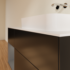 Тумба под раковину Villeroy & Boch Finion 120х50,1 см с подсветкой МДФ черный матовый лак/стекло белое матовое G681GKPD