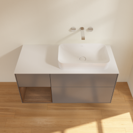 Тумба под раковину Villeroy & Boch Finion 120х50,1 см с подсветкой МДФ антрацит матовый лак/стекло белое матовое G681GNGK