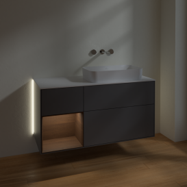 Тумба под раковину Villeroy & Boch Finion 120х50,1 см с подсветкой МДФ антрацит матовый лак/стекло белое матовое G681GNGK