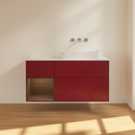 Тумба под раковину Villeroy & Boch Finion 120х50,1 см с подсветкой МДФ пион матовый лак/стекло белое матовое G681GNHB