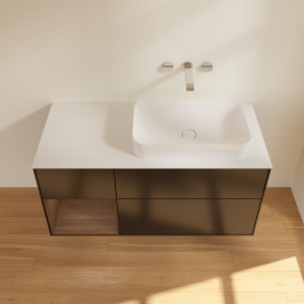 Тумба под раковину Villeroy & Boch Finion 120х50,1 см с подсветкой МДФ черный матовый лак/стекло белое матовое G681GNPD