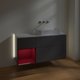 Тумба під раковину Villeroy & Boch Finion 120х50,1 см з підсвічуванням антрацит матовий лак/скло біле матове G681HBGK