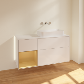 Тумба под раковину Villeroy & Boch Finion 120х50,1 см с подсветкой МДФ глянцевый белый лак/стекло белое матовое G681HFGF