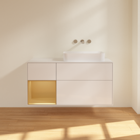 Тумба под раковину Villeroy & Boch Finion 120х50,1 см с подсветкой МДФ глянцевый белый лак/стекло белое матовое G681HFGF