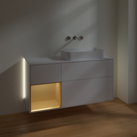 Тумба под раковину Villeroy & Boch Finion 120х50,1 см с подсветкой МДФ глянцевый белый лак/стекло белое матовое G681HFGF