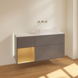 Тумба под раковину Villeroy & Boch Finion 120х50,1 см с подсветкой МДФ антрацит матовый лак/стекло белое матовое G681HFGK