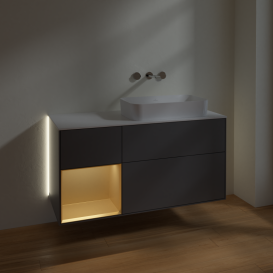 Тумба под раковину Villeroy & Boch Finion 120х50,1 см с подсветкой МДФ антрацит матовый лак/стекло белое матовое G681HFGK
