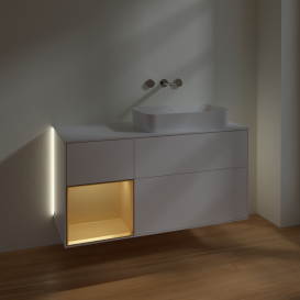 Тумба под раковину Villeroy & Boch Finion 120х50,1 см с подсветкой МДФ белый матовый лак/стекло белое матовое G681HFMT