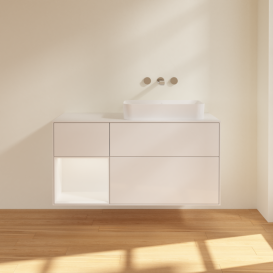 Тумба под раковину Villeroy & Boch Finion 120х50,1 см с подсветкой МДФ глянцевый белый лак/стекло белое матовое G681MTGF