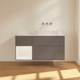 Тумба под раковину Villeroy & Boch Finion 120х50,1 см с подсветкой МДФ антрацит матовый лак/стекло белое матовое G681MTGK