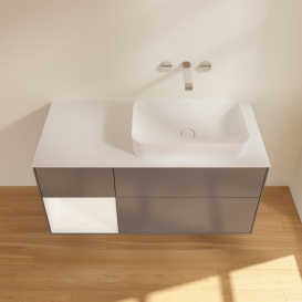 Тумба под раковину Villeroy & Boch Finion 120х50,1 см с подсветкой МДФ антрацит матовый лак/стекло белое матовое G681MTGK