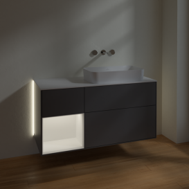 Тумба под раковину Villeroy & Boch Finion 120х50,1 см с подсветкой МДФ антрацит матовый лак/стекло белое матовое G681MTGK