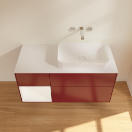 Тумба под раковину Villeroy & Boch Finion 120х50,1 см с подсветкой МДФ пион матовый лак/стекло белое матовое G681MTHB