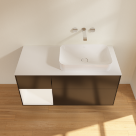 Тумба под раковину Villeroy & Boch Finion 120х50,1 см с подсветкой МДФ черный матовый лак/стекло белое матовое G681MTPD