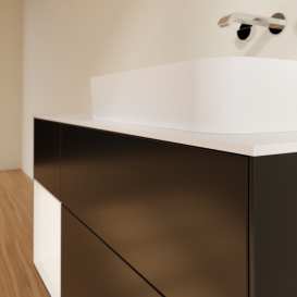 Тумба под раковину Villeroy & Boch Finion 120х50,1 см с подсветкой МДФ черный матовый лак/стекло белое матовое G681MTPD