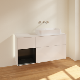 Тумба под раковину Villeroy & Boch Finion 120х50,1 см с подсветкой МДФ глянцевый белый лак/стекло белое матовое G681PDGF