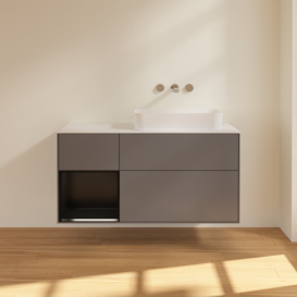 Тумба под раковину Villeroy & Boch Finion 120х50,1 см с подсветкой МДФ антрацит матовый лак/стекло белое матовое G681PDGK