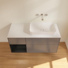 Тумба под раковину Villeroy & Boch Finion 120х50,1 см с подсветкой МДФ антрацит матовый лак/стекло белое матовое G681PDGK