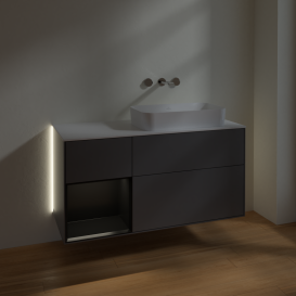 Тумба под раковину Villeroy & Boch Finion 120х50,1 см с подсветкой МДФ антрацит матовый лак/стекло белое матовое G681PDGK