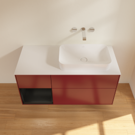 Тумба под раковину Villeroy & Boch Finion 120х50,1 см с подсветкой МДФ пион матовый лак/стекло белое матовое G681PDHB