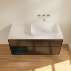 Тумба под раковину Villeroy & Boch Finion 120х50,1 см с подсветкой МДФ черный матовый лак/стекло белое матовое G681PDPD