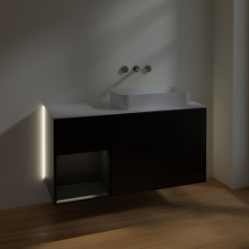 Тумба под раковину Villeroy & Boch Finion 120х50,1 см с подсветкой МДФ черный матовый лак/стекло белое матовое G681PDPD