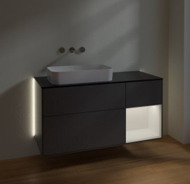 Тумба под раковину Villeroy & Boch Finion 120х50,1 см с подсветкой МДФ антрацит матовый лак/стекло черное матовое G692MTGK