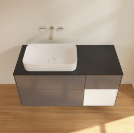 Тумба под раковину Villeroy & Boch Finion 120х50,1 см с подсветкой МДФ антрацит матовый лак/стекло черное матовое G692MTGK