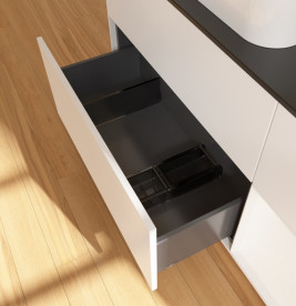 Тумба під раковину Villeroy & Boch Finion 120х50,1 см із підсвічуванням МДФ білий матовий лак/скло чорне матове G692MTMT