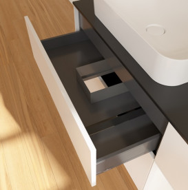 Тумба під раковину Villeroy & Boch Finion 120х50,1 см із підсвічуванням МДФ білий матовий лак/скло чорне матове G692MTMT