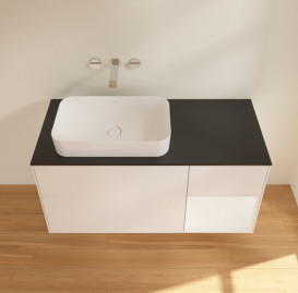 Тумба під раковину Villeroy & Boch Finion 120х50,1 см із підсвічуванням МДФ білий матовий лак/скло чорне матове G692MTMT