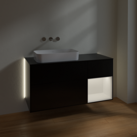 Тумба под раковину Villeroy & Boch Finion 120х50,1 см с подсветкой МДФ черный матовый лак/стекло черное матовое G692MTPD