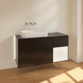 Тумба под раковину Villeroy & Boch Finion 120х50,1 см с подсветкой МДФ черный матовый лак/стекло черное матовое G692MTPD