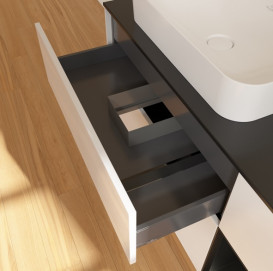 Тумба під раковину Villeroy & Boch Finion 120х50,1 см з підсвіткою МДФ білий глянцевий лак/скло чорне матове G692PDGF