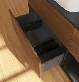 Тумба под раковину Villeroy & Boch Finion 120х50,1 см с подсветкой МДФ шпон грецкого ореха/стекло черное матовое G692PDGN