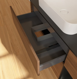 Тумба под раковину Villeroy & Boch Finion 120х50,1 см с подсветкой МДФ шпон грецкого ореха/стекло черное матовое G692PDGN