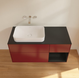 Тумба под раковину Villeroy & Boch Finion 120х50,1 см с подсветкой МДФ пион матовый лак/стекло черное матовое G692PDHB